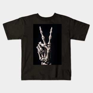 Skeleton human peace sign Kids T-Shirt